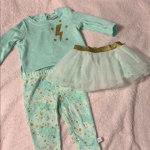 Rosie Pope  aqua outfit tutu 3-6 months